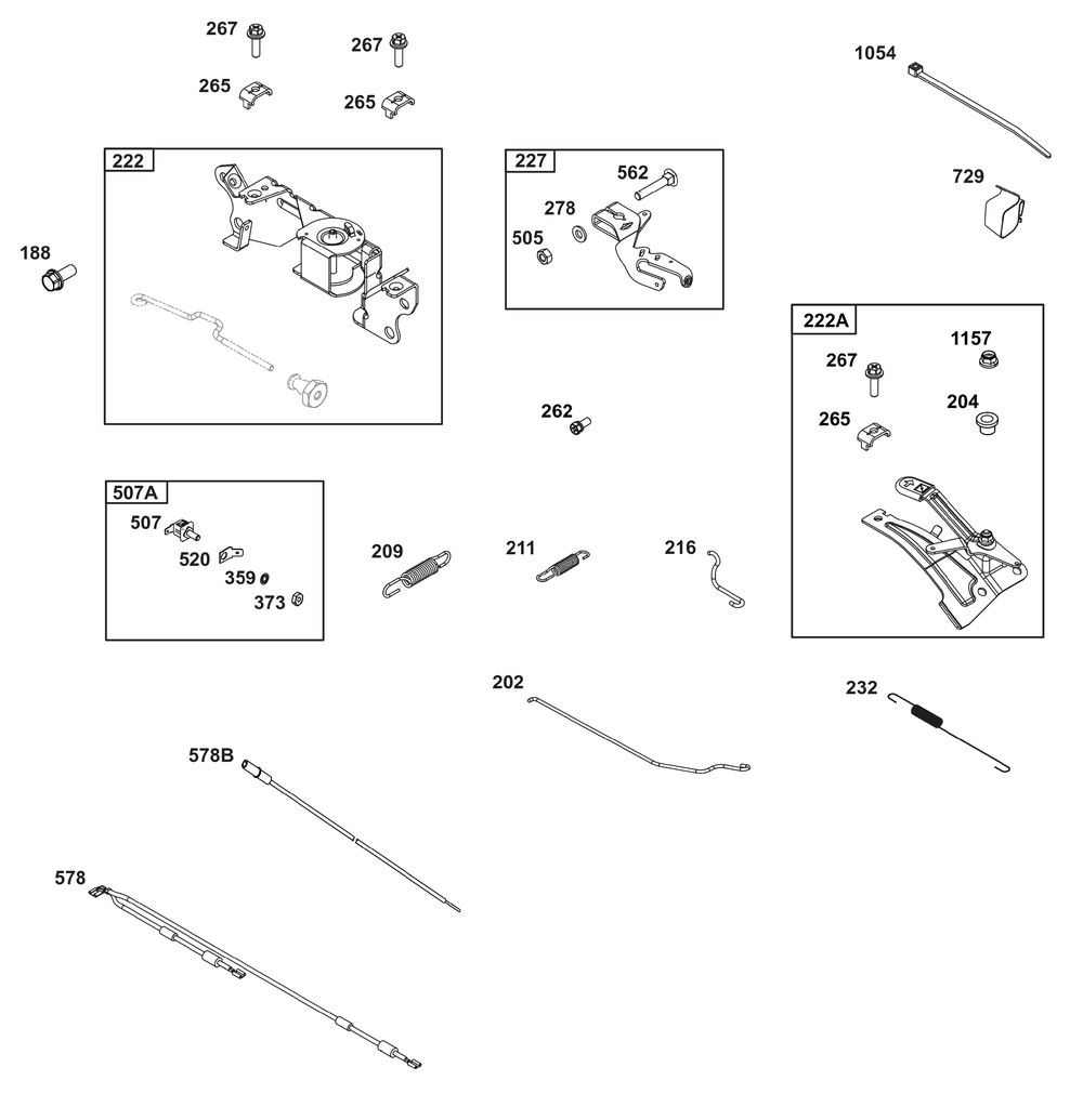Controls Group Diagram and Parts List for 385446-0465-B5 200000 - 399999 Briggs and Stratton Engine